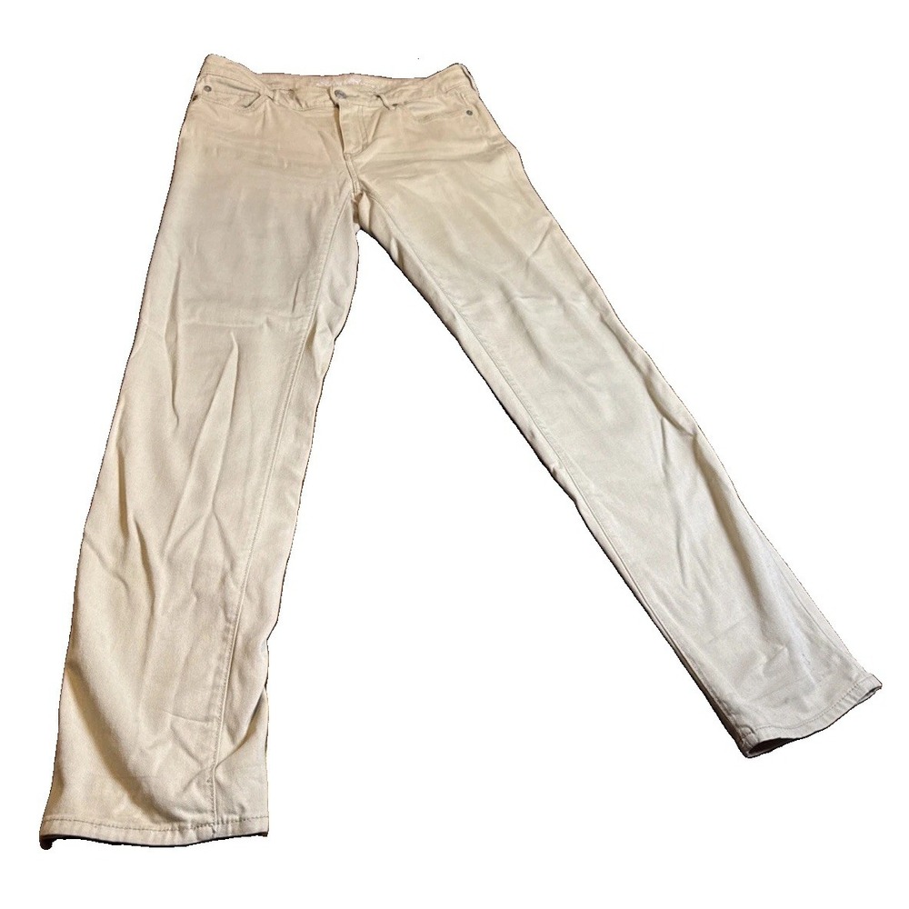 Eddie Bauer Elysian Twill Jeans Womens 10 Tall Khaki Straight Leg Stretch Tencel